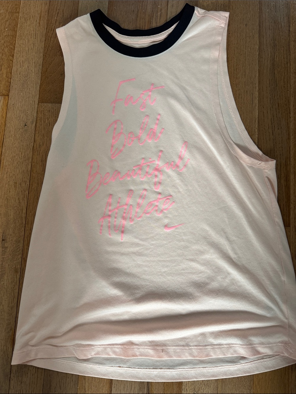 Nike Light Pink Graphic Muscle Tank with Black Trim